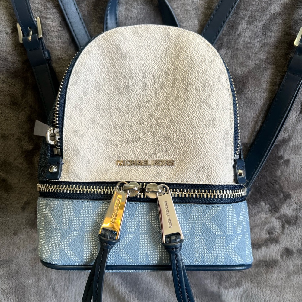 Michael Kors Beige and Navy Women's Backpack Mini